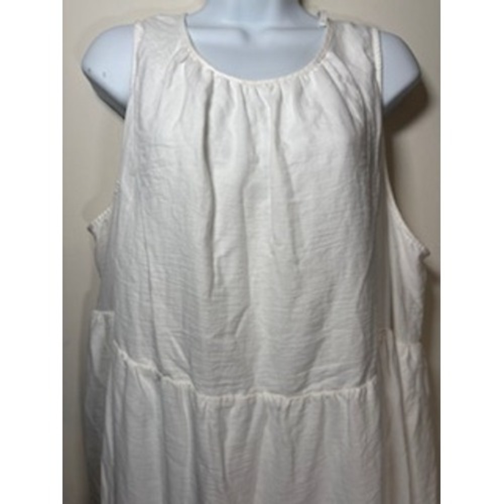 Ava & Viv Maxi Dress White Colorblock Tiered Sleeveless Summer Party Boho 1X - Picture 3 of 8